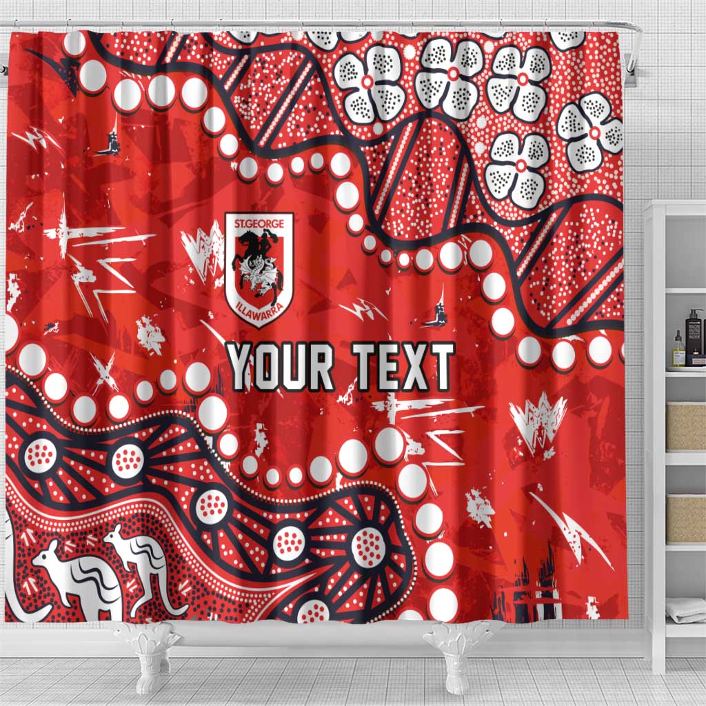 Personalized St. George Illawarra Dragons Shower Curtain Aboriginal Pattern with Graffiti Style Design