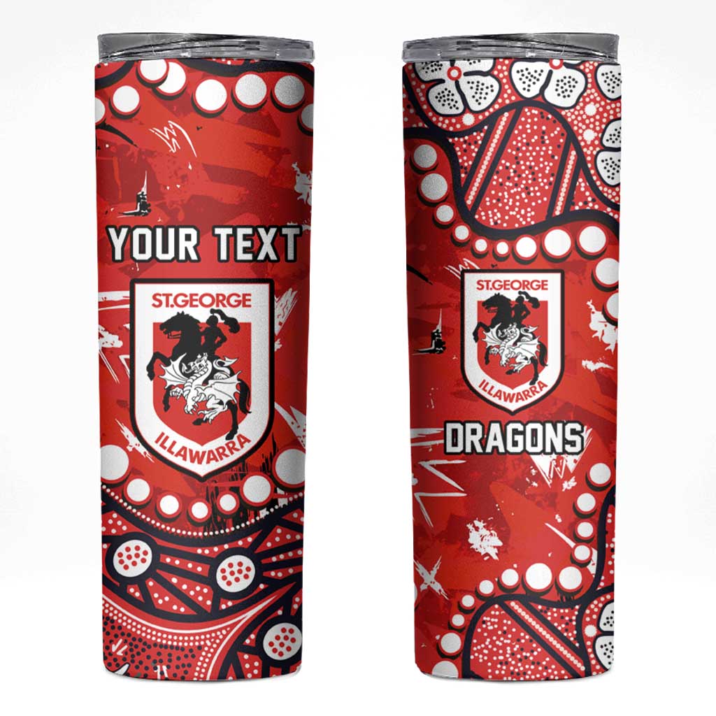 Personalized St. George Illawarra Dragons Skinny Tumbler Aboriginal Pattern with Graffiti Style Design