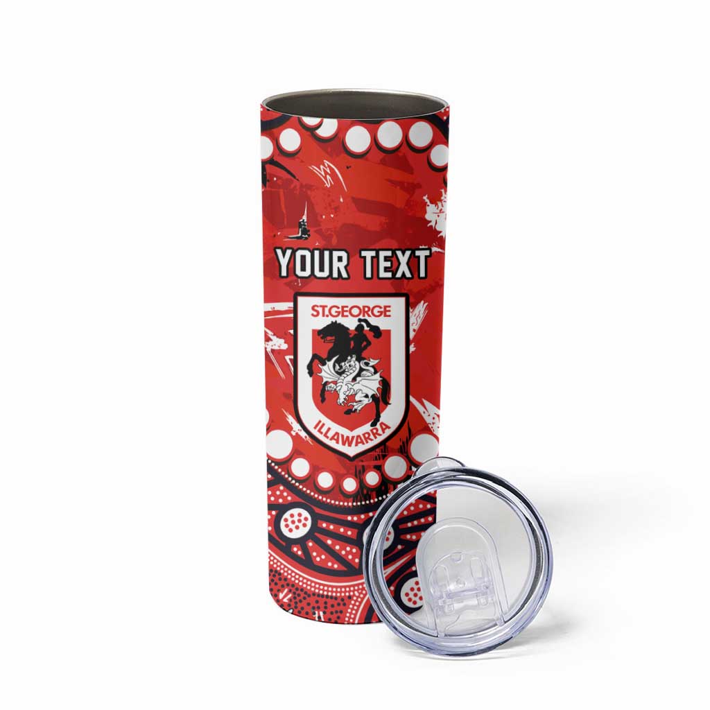 Personalized St. George Illawarra Dragons Skinny Tumbler Aboriginal Pattern with Graffiti Style Design