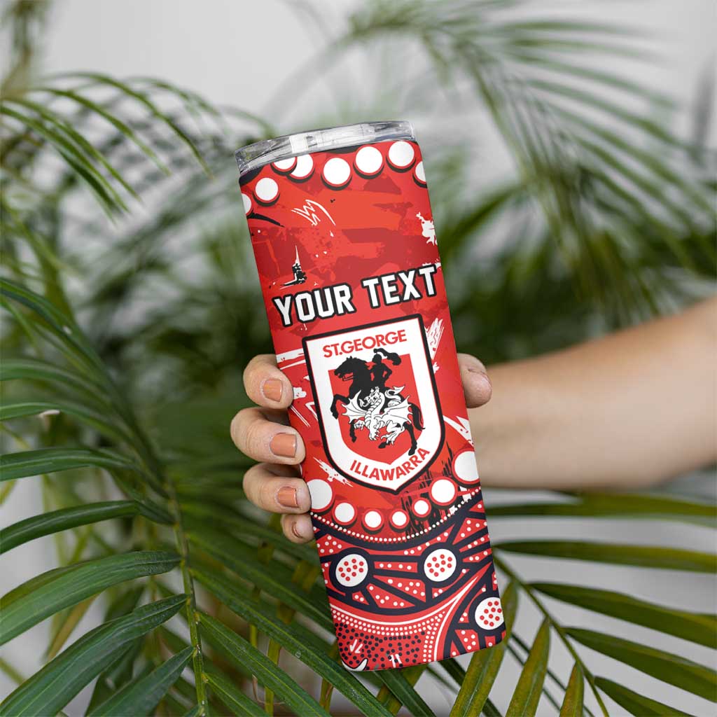 Personalized St. George Illawarra Dragons Skinny Tumbler Aboriginal Pattern with Graffiti Style Design