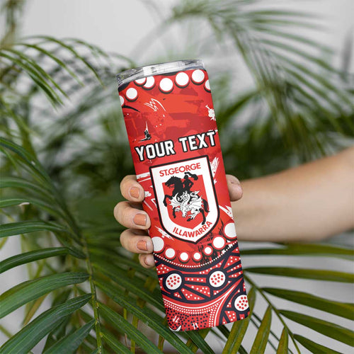 Personalized St. George Illawarra Dragons Skinny Tumbler Aboriginal Pattern with Graffiti Style Design