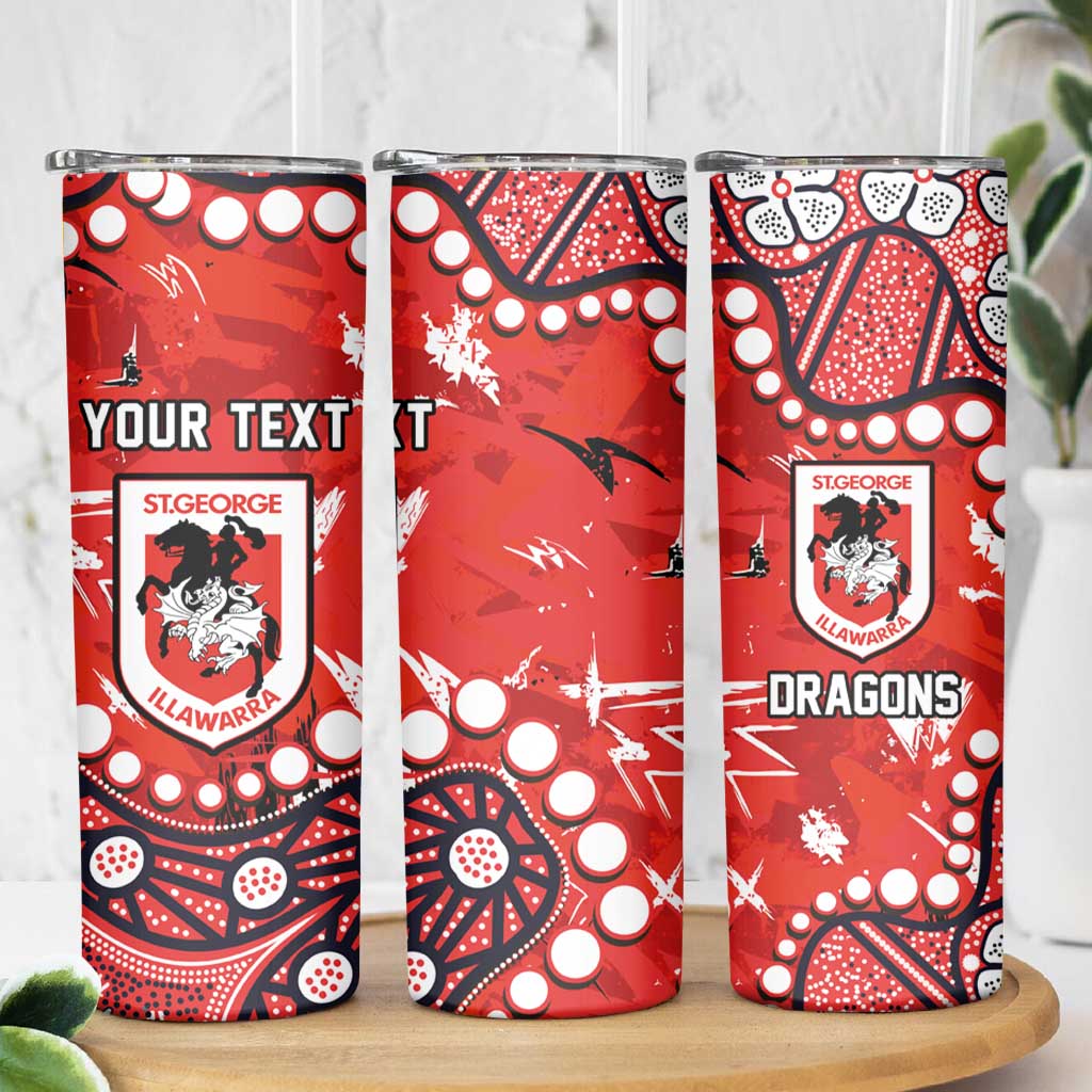 Personalized St. George Illawarra Dragons Skinny Tumbler Aboriginal Pattern with Graffiti Style Design