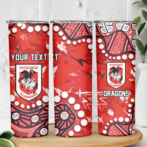 Personalized St. George Illawarra Dragons Skinny Tumbler Aboriginal Pattern with Graffiti Style Design