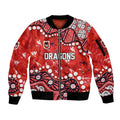 Personalized St. George Illawarra Dragons Sleeve Zip Bomber Jacket Aboriginal Pattern with Graffiti Style Design