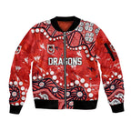 Personalized St. George Illawarra Dragons Sleeve Zip Bomber Jacket Aboriginal Pattern with Graffiti Style Design