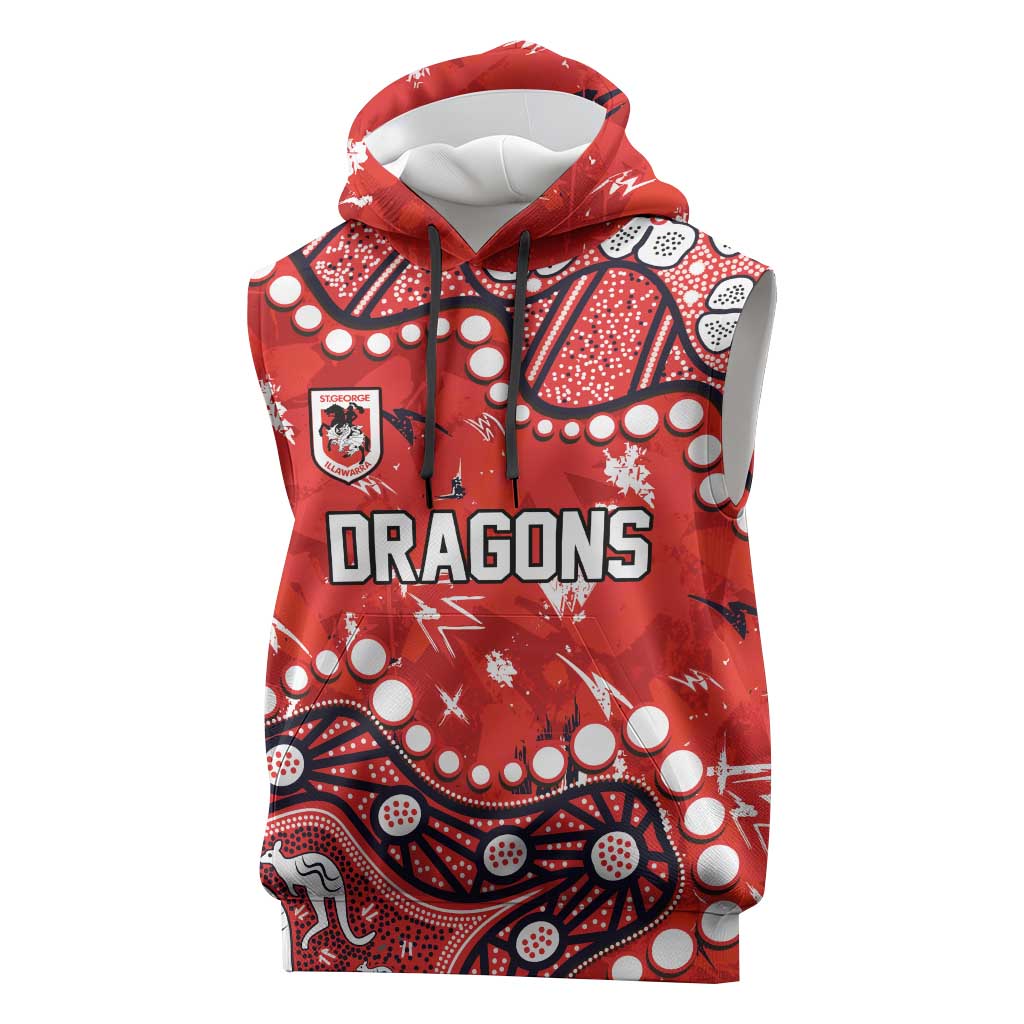 Personalized St. George Illawarra Dragons Sleeveless Hoodie Aboriginal Pattern with Graffiti Style Design