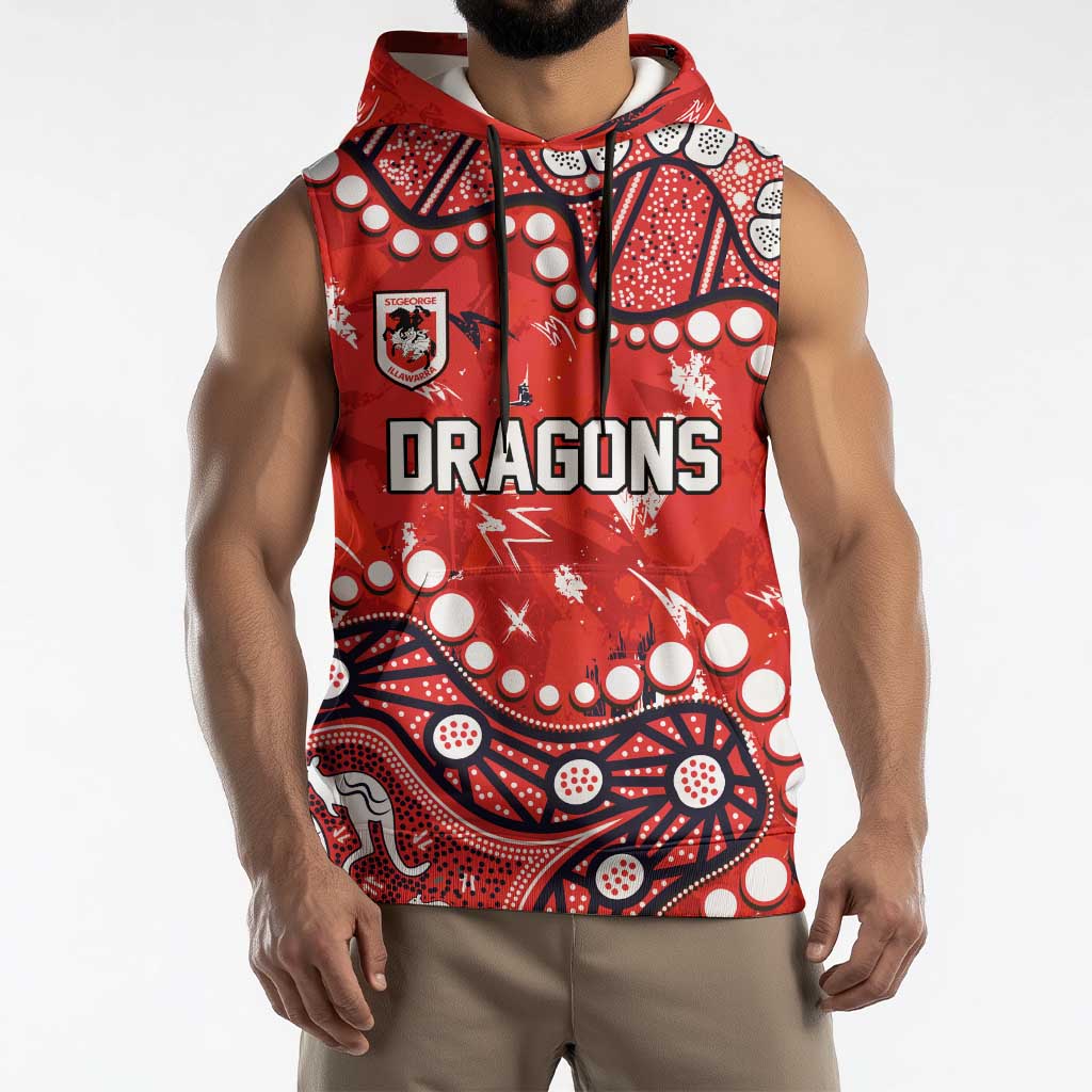 Personalized St. George Illawarra Dragons Sleeveless Hoodie Aboriginal Pattern with Graffiti Style Design