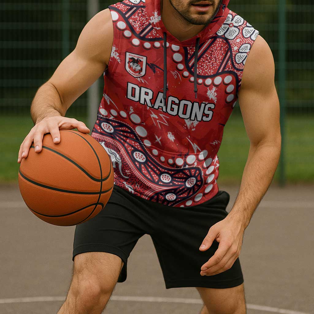 Personalized St. George Illawarra Dragons Sleeveless Hoodie Aboriginal Pattern with Graffiti Style Design