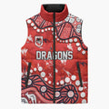 Personalized St. George Illawarra Dragons Sleeveless Puffer Jacket Aboriginal Pattern with Graffiti Style Design
