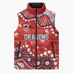 Personalized St. George Illawarra Dragons Sleeveless Puffer Jacket Aboriginal Pattern with Graffiti Style Design