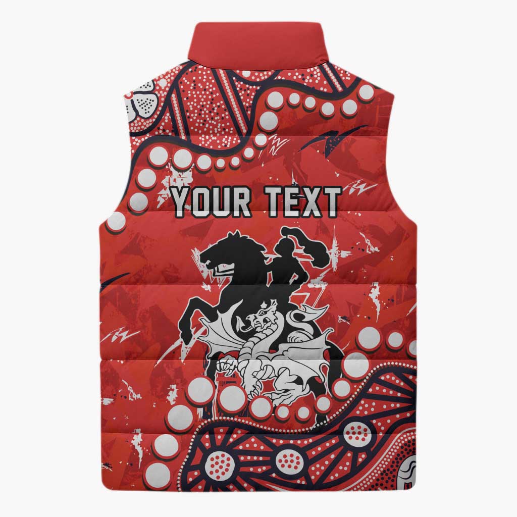 Personalized St. George Illawarra Dragons Sleeveless Puffer Jacket Aboriginal Pattern with Graffiti Style Design