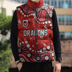 Personalized St. George Illawarra Dragons Sleeveless Puffer Jacket Aboriginal Pattern with Graffiti Style Design