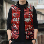 Personalized St. George Illawarra Dragons Sleeveless Puffer Jacket Aboriginal Pattern with Graffiti Style Design