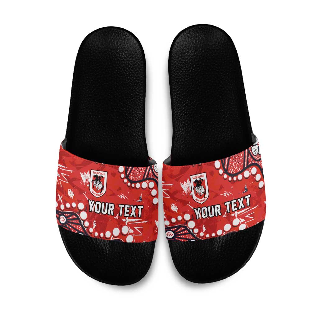 Personalized St. George Illawarra Dragons Slide Sandals Aboriginal Pattern with Graffiti Style Design