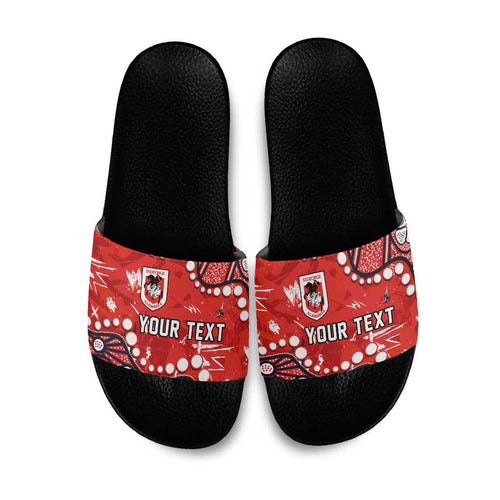 Personalized St. George Illawarra Dragons Slide Sandals Aboriginal Pattern with Graffiti Style Design