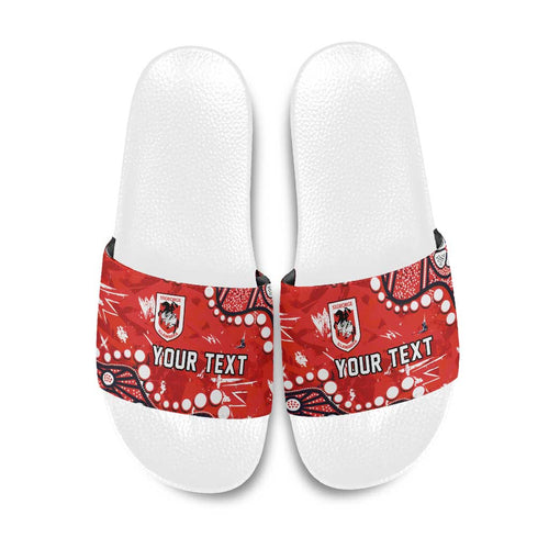 Personalized St. George Illawarra Dragons Slide Sandals Aboriginal Pattern with Graffiti Style Design
