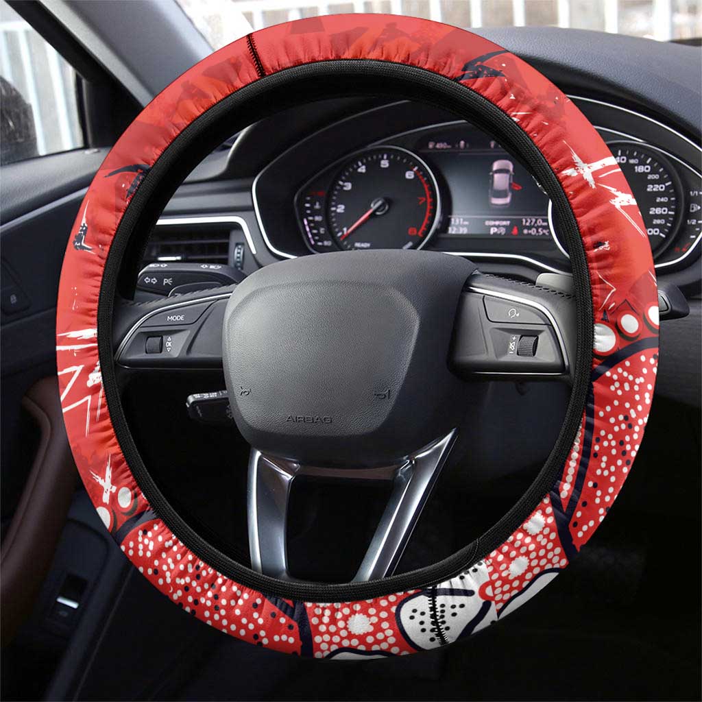 St. George Illawarra Dragons Steering Wheel Cover Aboriginal Pattern with Graffiti Style Design