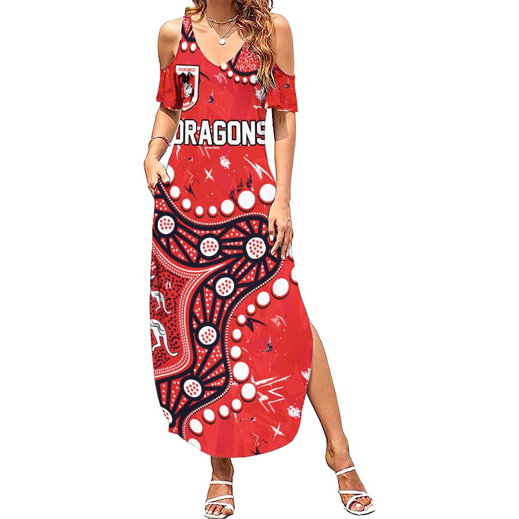 Personalized St. George Illawarra Dragons Summer Maxi Dress Aboriginal Pattern with Graffiti Style Design