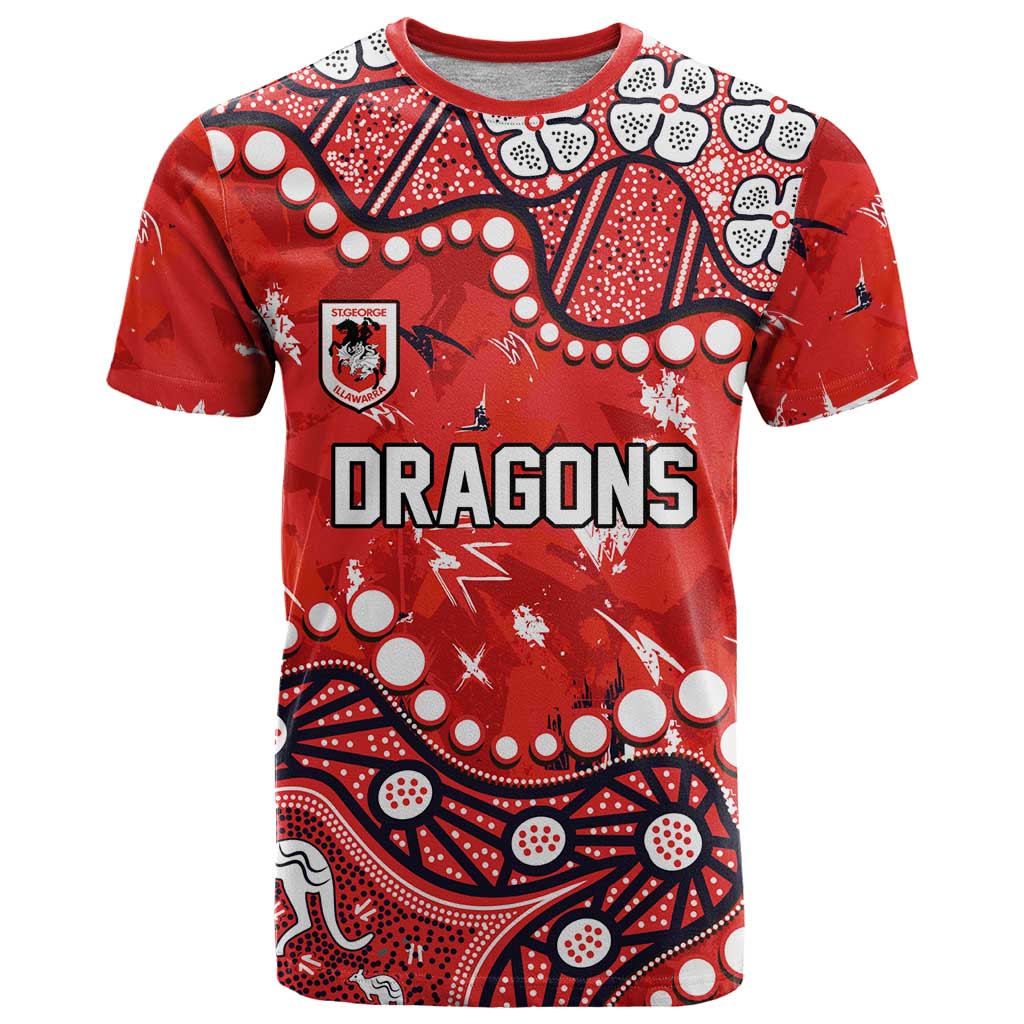 Personalized St. George Illawarra Dragons T Shirt Aboriginal Pattern with Graffiti Style Design