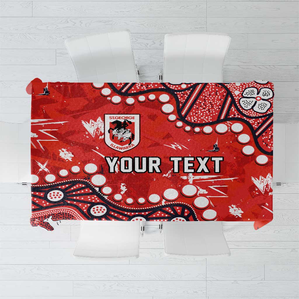 Personalized St. George Illawarra Dragons Tablecloth Aboriginal Pattern with Graffiti Style Design