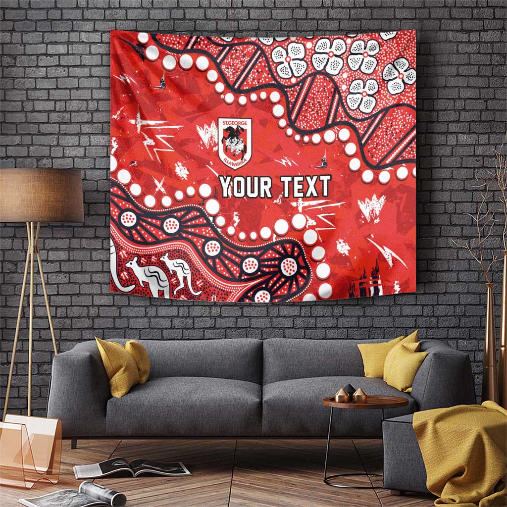 Personalized St. George Illawarra Dragons Tapestry Aboriginal Pattern with Graffiti Style Design