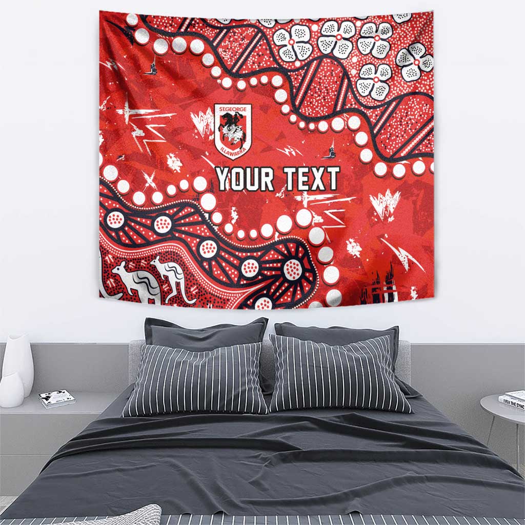 Personalized St. George Illawarra Dragons Tapestry Aboriginal Pattern with Graffiti Style Design