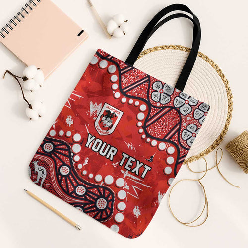 Personalized St. George Illawarra Dragons Tote Bag Aboriginal Pattern with Graffiti Style Design