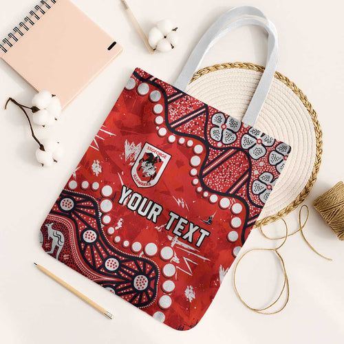 Personalized St. George Illawarra Dragons Tote Bag Aboriginal Pattern with Graffiti Style Design
