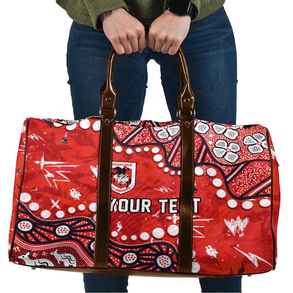 Personalized St. George Illawarra Dragons Travel Bag Aboriginal Pattern with Graffiti Style Design