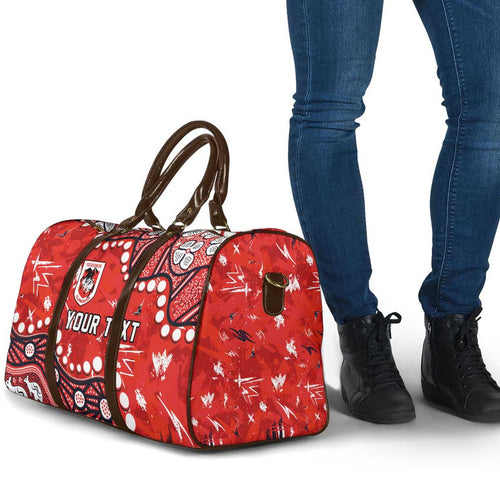 Personalized St. George Illawarra Dragons Travel Bag Aboriginal Pattern with Graffiti Style Design