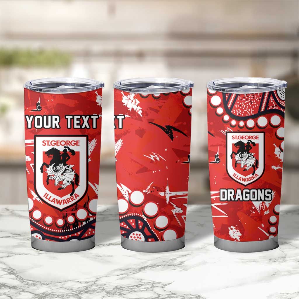 Personalized St. George Illawarra Dragons Tumbler Cup Aboriginal Pattern with Graffiti Style Design
