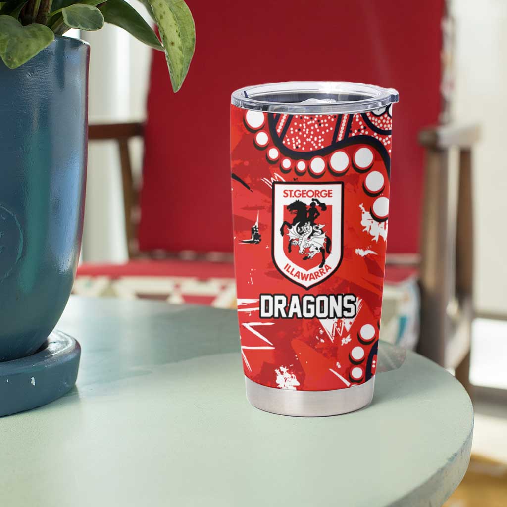 Personalized St. George Illawarra Dragons Tumbler Cup Aboriginal Pattern with Graffiti Style Design