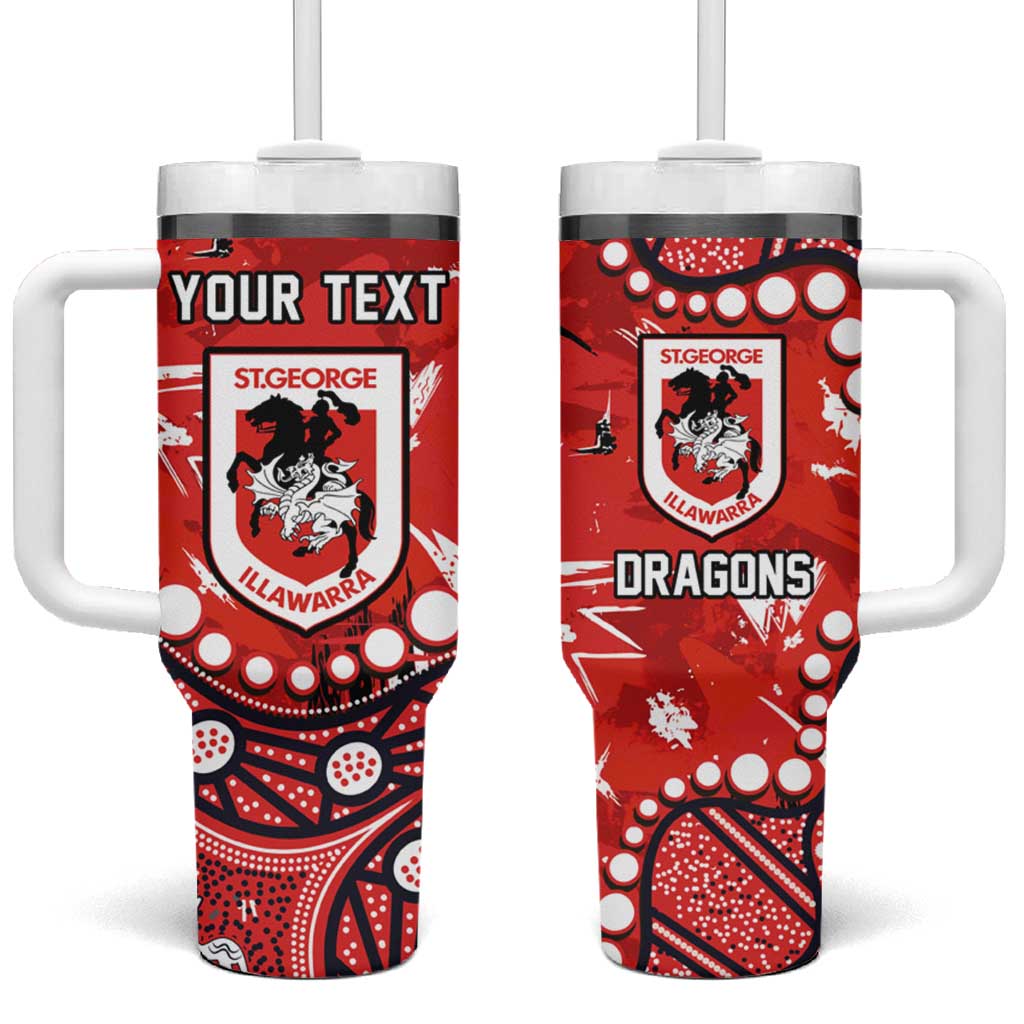 Personalized St. George Illawarra Dragons Tumbler With Handle Aboriginal Pattern with Graffiti Style Design