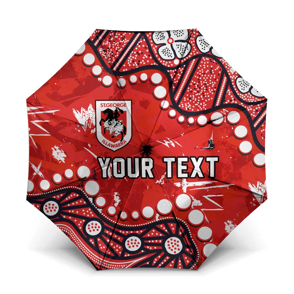 Personalized St. George Illawarra Dragons Umbrella Aboriginal Pattern with Graffiti Style Design