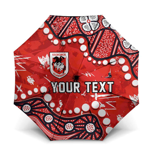 Personalized St. George Illawarra Dragons Umbrella Aboriginal Pattern with Graffiti Style Design