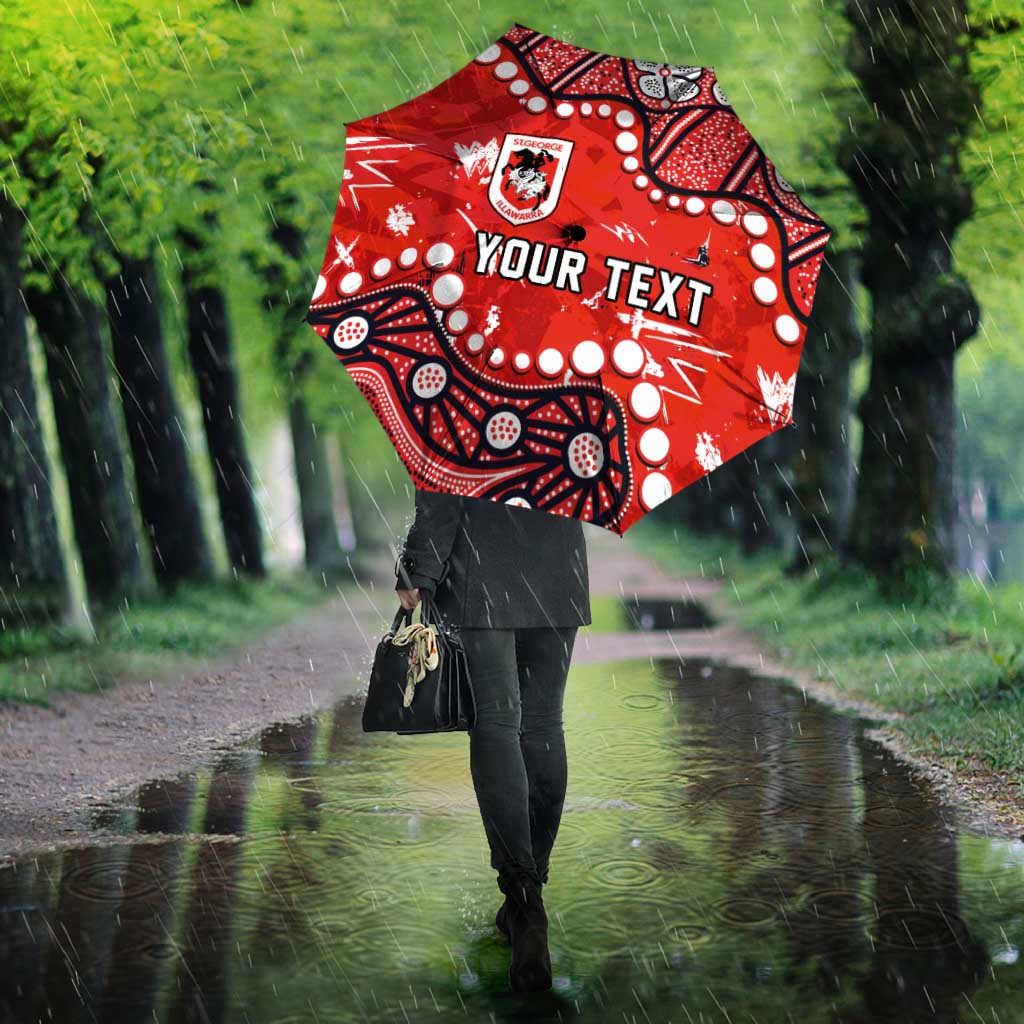 Personalized St. George Illawarra Dragons Umbrella Aboriginal Pattern with Graffiti Style Design