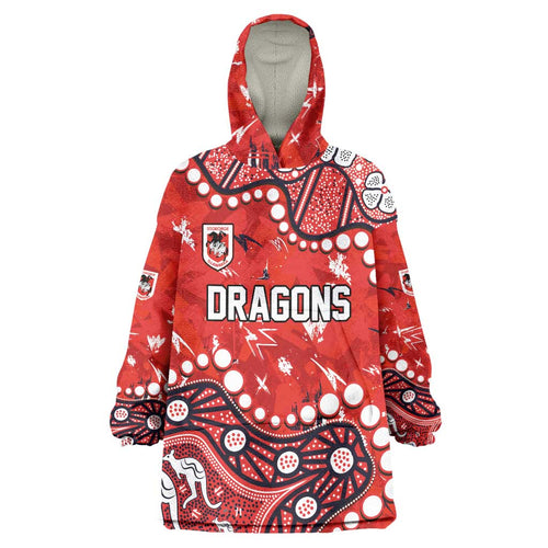 Personalized St. George Illawarra Dragons Wearable Blanket Hoodie Aboriginal Pattern with Graffiti Style Design
