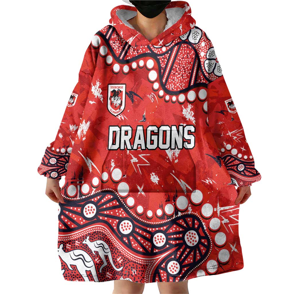 Personalized St. George Illawarra Dragons Wearable Blanket Hoodie Aboriginal Pattern with Graffiti Style Design
