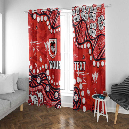 Personalized St. George Illawarra Dragons Window Curtain Aboriginal Pattern with Graffiti Style Design