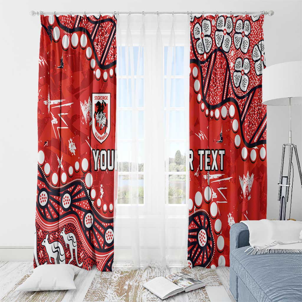 Personalized St. George Illawarra Dragons Window Curtain Aboriginal Pattern with Graffiti Style Design