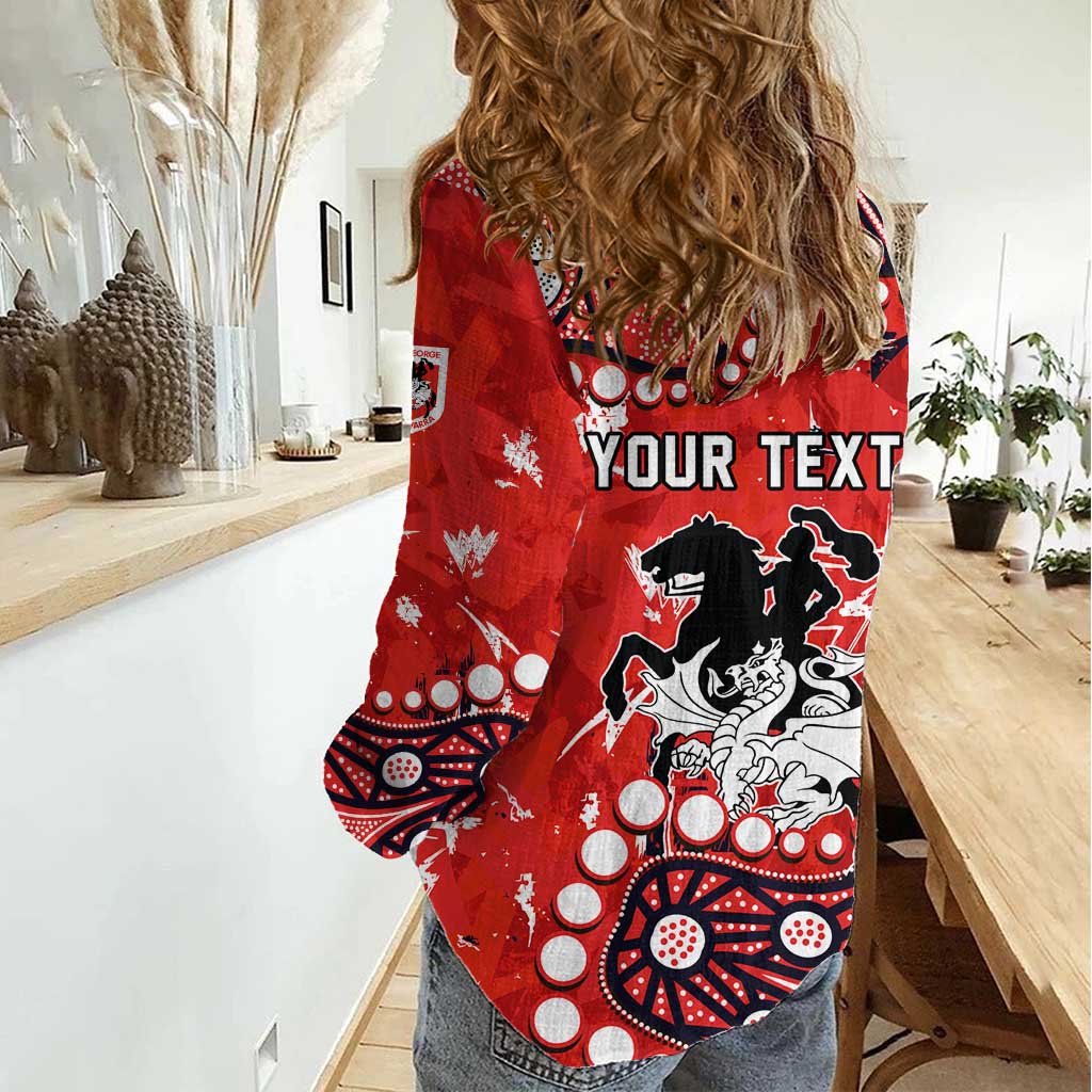 Personalized St. George Illawarra Dragons Women Casual Shirt Aboriginal Pattern with Graffiti Style Design