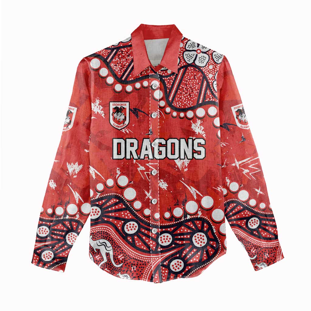 Personalized St. George Illawarra Dragons Women Casual Shirt Aboriginal Pattern with Graffiti Style Design