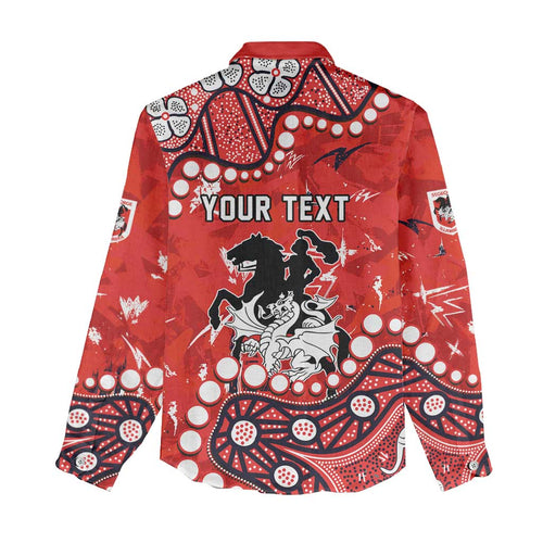 Personalized St. George Illawarra Dragons Women Casual Shirt Aboriginal Pattern with Graffiti Style Design