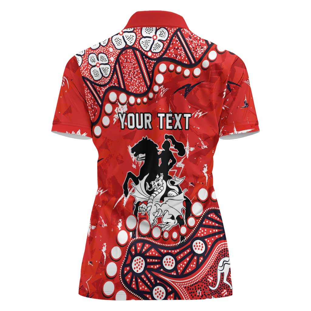 Personalized St. George Illawarra Dragons Women Polo Shirt Aboriginal Pattern with Graffiti Style Design