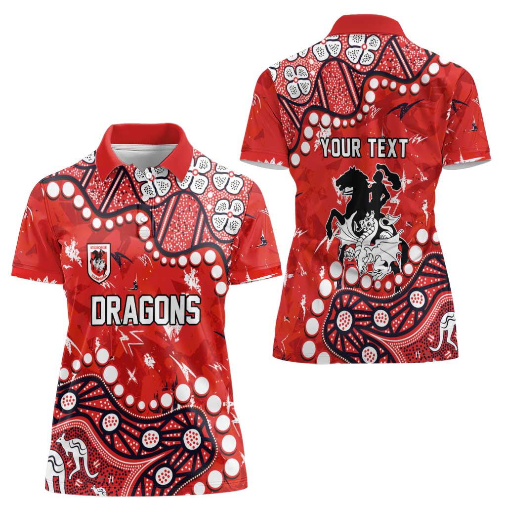 Personalized St. George Illawarra Dragons Women Polo Shirt Aboriginal Pattern with Graffiti Style Design
