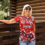 Personalized St. George Illawarra Dragons Women Polo Shirt Aboriginal Pattern with Graffiti Style Design