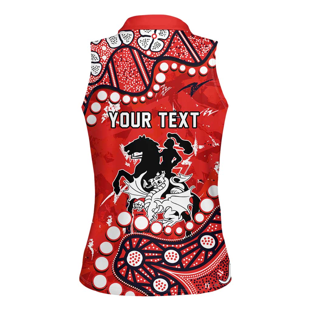 Personalized St. George Illawarra Dragons Women Sleeveless Polo Shirt Aboriginal Pattern with Graffiti Style Design