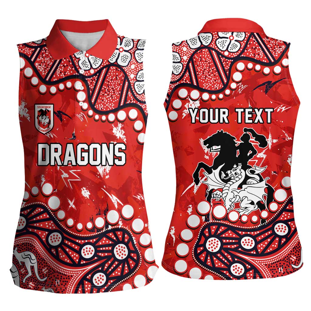 Personalized St. George Illawarra Dragons Women Sleeveless Polo Shirt Aboriginal Pattern with Graffiti Style Design