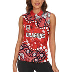 Personalized St. George Illawarra Dragons Women Sleeveless Polo Shirt Aboriginal Pattern with Graffiti Style Design