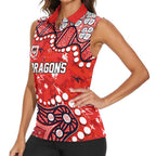 Personalized St. George Illawarra Dragons Women Sleeveless Polo Shirt Aboriginal Pattern with Graffiti Style Design